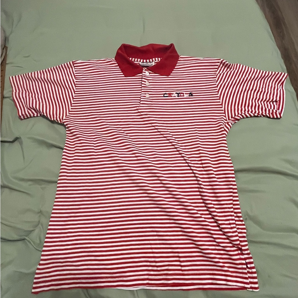 RARE Vtg Time Square Sportswear Large Polo Red Stripe “CRAYOLA” Embroidered Logo